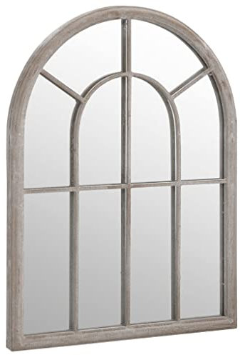 vidaXL Espejo de Jardín Pared Patio Arco Gótico Colgante Apariencia Antigua Muebles Decorativo Adorno Arena Hierro para Exterior 60x45 cm