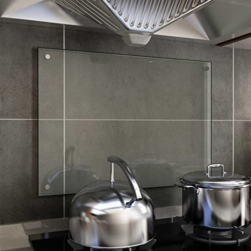 Sufrk Kitchen Backsplash Transparent 70x50 cm Tempered Glass,Tempered Glass Splashback for Kitchen,Toughened Glass Heat Resistant Splashbacks for Cookers - Pre-Drilled Holes with Fixing