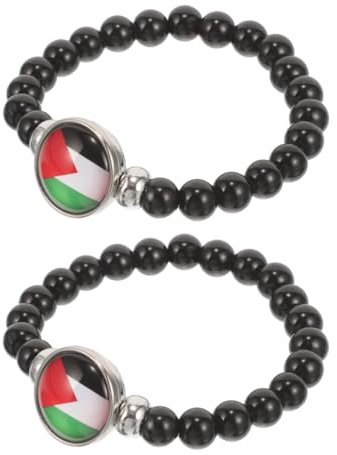 SAFIGLE Palestine Flag Bracelet, Flag Beads Wristband Jewelry for Women Men, Adjustable Wrist Band Wristband
