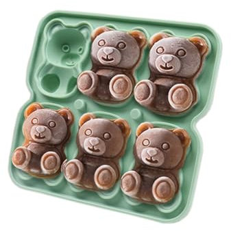 Moldes de Cubitos de Hielo, Moldes de 3D Oso de Silicona,6 Cámaras Molde Cubitos Hielo para Decorar Cubitos de Hielo para Cocktail Whiskey Té Café Leche