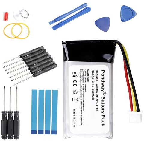 PONDWAY 350mAh 3.7V AHB571935PCT-03 Replacement Battery Compatible with Sennheiser Flex 5000, RS 2000, RS 5000, Set 880, TR 2000, BAP 800, CP-SN800 Wireless Headphones Li-Polymer Battery+ Repair Tool