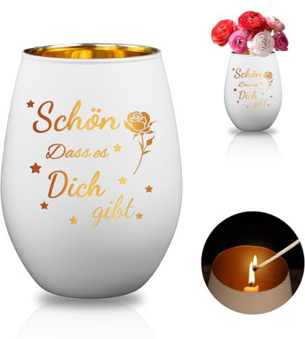 LIHIQIYA Schön DASS es Dich Gibt Windlicht, Abschiedsgeschenk für Lehrerin, Windlicht mit Gravur, Teelichthalter Dankeschön Geschenk Erzieherin Geburtstagsgeschenk für Frauen Freundin Kollegin Lehrer
