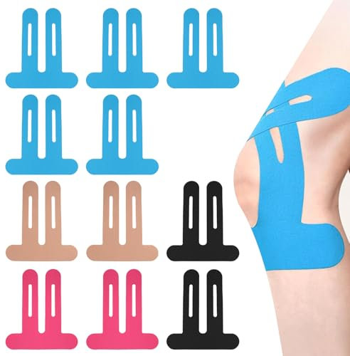 11Pcs Kinesiologie Tape Knie Tape Kinesiotapes Vorgeschnitten Tape Knie Kinesiotape Kinesio Tapes Sport Tapeband Vorgeschnitten Wasserfestes Elastisches für Den Knieschutz Beim Sport(4 Farben)