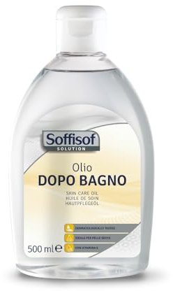 Soffisof Olio Dopo Bagno 500ml - Olio Corpo Idratante per Pelle Secca e Sensibile - Senza Parabeni e Fenossietanolo - Con Bisabololo e Vitamina E - Assorbimento Rapido senza Risciacquo