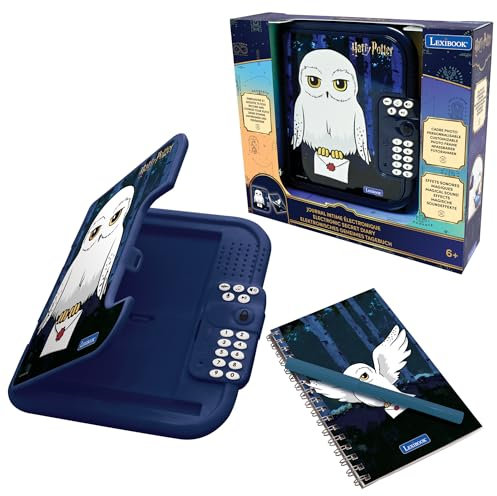 Lexibook, Harry Potter, Journal Intime électronique Hedwige avec Stylo et carnet Inclus, interactif, Mot de Passe, Fonctions Amusantes, Effets sonores, Noir/Blanc, SD50HP1
