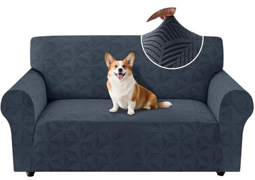 Ystyle Universal Sofa Überzug 2 Sitzer mit Armlehne, Dunkel Grau | Weicher Stretch Sofabezug, Couchbezug Kratzfest Rutschfest, Strecken Sofaüberwürfe, Sofaschoner Waschbar für Wohnzimmer