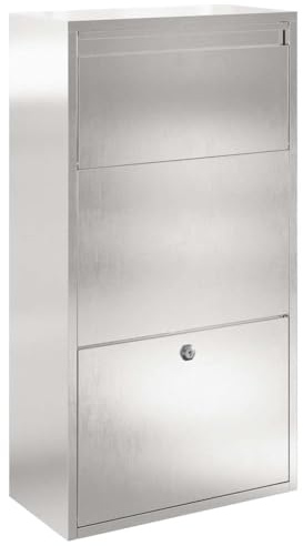 vidaXL Paketdrop-Box mit Speicher Silber 44 x 22 x 82 cm Edelstahl | Stabil und rostfrei, perfekt für jedes Wetter, Das abschließbare Design sorgt dafür, dass deine Pakete sicher sind,