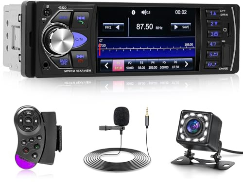 Hodozzy 1 DIN Radio de Coche con Bluetooth Manos Libres,Radio 1 DIN Pantalla IPS 4.1 Pulgadas Iluminación de Colores Reproductor MP5 1 DIN MP3 Soporte FM/USB/TF/AUX in/U Disco+ Control del Volante
