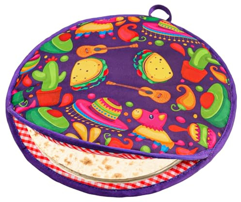 12 Inch Tortilla Warmer Pouch Microwavable Fabric Tortilla Heater Pouch Insulated Cloth Pouch for Tortillas and Pizza Rolls Microwavable Fabric Bag Keeps Food Warm for One Hour