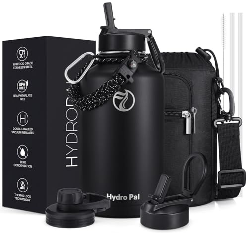 HydroPal Vacuum Insulated 1.9L Stainless Steel Water Bottle with Dual Lids | BPA Free, Leakproof 1.9L Vacuum Insulation Keeps 12H Hot 24H Cold, Bottle with Straw & Spout Lids for Gym Sports Travel Daily