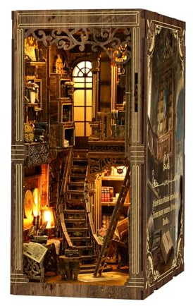 BATTREVO DIY Book Nook Kit-Biblioteca de Libros antiguos-3D Holzbausatz für Bücherregal Deko-Geschenke für Erwachsene und Teenager Weihnachten Geburtstag Geschenke