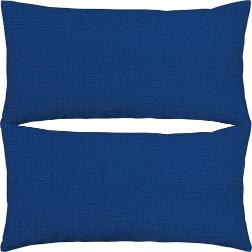 Erwin Müller Kissenbezug Wertingen im 2er-Pack Edel-Seersucker Marine Größe 40x80 cm