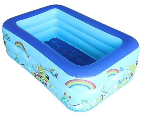 Piscine Gonflable Enfant, 150x105x55cm PVC Piscine Gonflable Rectangulaire