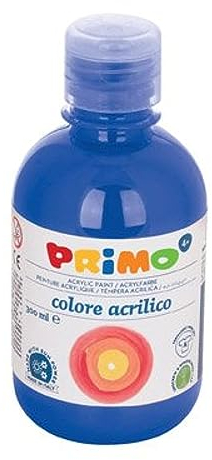 Primo Acrylfarbe für Kinder | leuchtende Acryl-Mal-Farbe zum Malen und Basteln | 300 ml Flasche mit Dosierverschluss (blau)