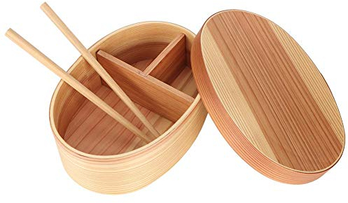 TOPINCN Bento Box Lunch Containers Stylish Traditional Japanese Bento Box with Chopsticks Wooden-Sushi