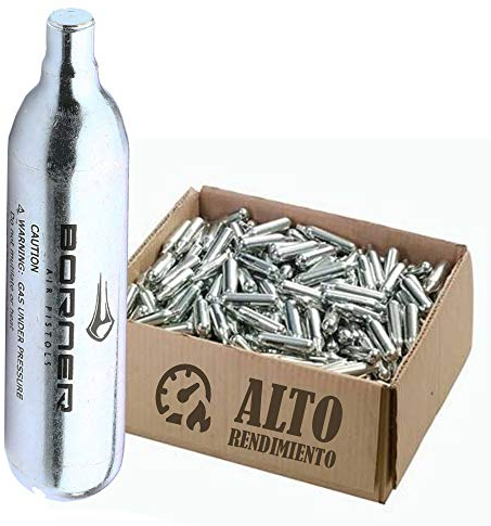 BORNER - Bombonas de CO2 de Alto Rendimiento | Capsulas de Aire comprimido con Cargas de 12 gr para Armas de Airsoft o Pistolas de balines y perdigones (30 bombonas)