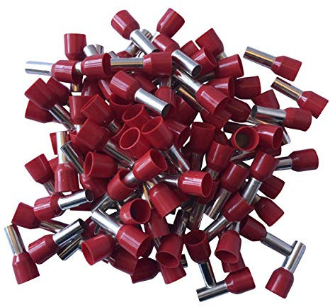 GTSE 100 pcs Red Single Entry 1.0mm² Bootlace Ferrule Connector Insulated Cord Pin End Terminals
