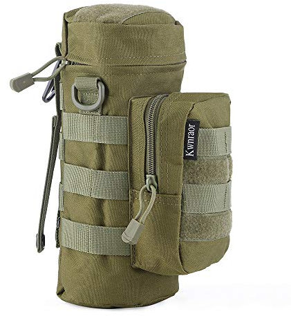 Molle Porte-Bouteille d'eau Tactique pour Sac à Dos avec Crochet en D (Vert Kaki)
