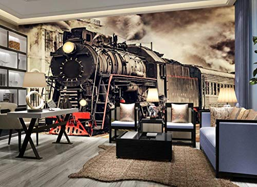 Fototapete Kinderzimmer Deko Tapete Zug Street View Nostalgie Tapeten Vliestapete Wanddeko Wohnzimmer Wandbilder