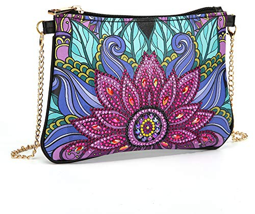 MWOOT DIY 5D Diamant Peinture Bandoulière avec Chaîne, Sac à Main Porte-Monnaie en Cuir Sac de Maquillage pour Fille Femme