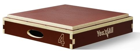 Yes4All BLC7 3 In 1 Plyo Box aus Holz mit rutschfester Oberfläche, 10,2 cm H, Plyometric Box Plattform für Sprungtraining, Jump Boxes für Home Gym Übung und Outdoor Workout, Rot