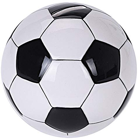 Murago - Spardose als Fußball ca.12cm Sparschwein für Kinder Jungen Keramik Fanartikel WM EM weiß schwarz
