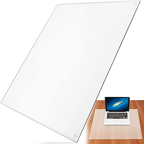 IMPRESA Sous-main en verre trempé 19 x 24 pour protéger votre bureau - Sous-main élégant en verre pour votre clavier ou votre écran d'ordinateur - Sous-main transparent pour le bureau