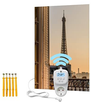 BR Bringer Bild Infrarotheizung rahmenlos 450 Watt - Bildheizung mit UV Druck - 60x80x1,8cm - Paris, Frankreich