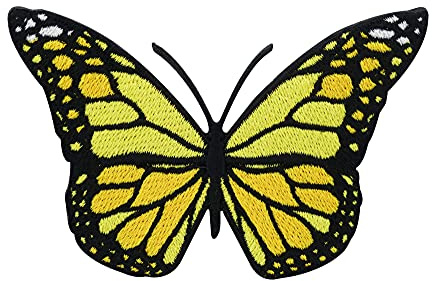 Finally Home Gelber Schmetterling Patch zum Aufbügeln - Butterfly Aufnäher | Motiv für Natur-Fans: Bunte Tiere, Falter, Insekt, Motte & Raupe. Als Bügelbild für Tasche & Jacke.
