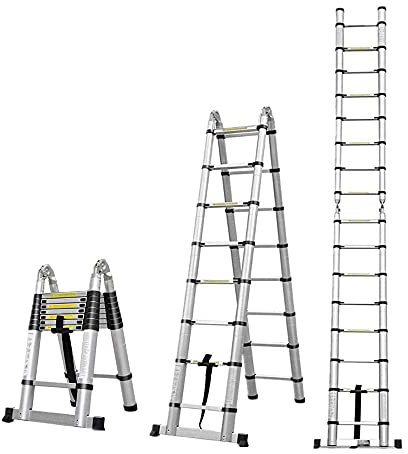 5m(2.5+2.5M) Aluminum Mehrzweckleiter Klappbar Leiter Teleskopleiter,für Wohnmobil/Dachboden/Büro/Warenhaus Mehrzweckleiter,leicht zu tragen,150 Kg Belastbar