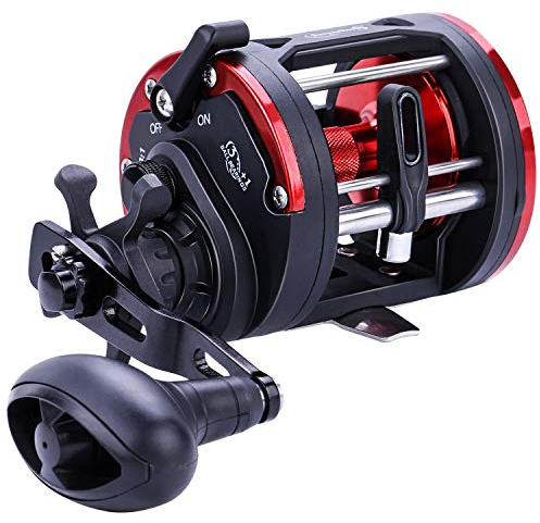 Sougayilang Trolling Reel Level Wind Conventional Reel Graphit Body Fishing Reel, Durable Stainless-Steel, Large Line Capacity-30R
