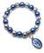 RICHRAIN Katholisches Gebet Rosenkranz Perlen Armband Jungfrau Maria Kreuz Armband Maria Anhänger Armband Blau Peals, Stein