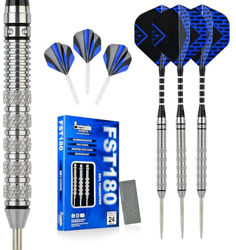 Formula Sports Dartpfeile 90% Tungsten Steel-Dartpfeile mit Flights und Schäfte 3 Stück (6378-24)