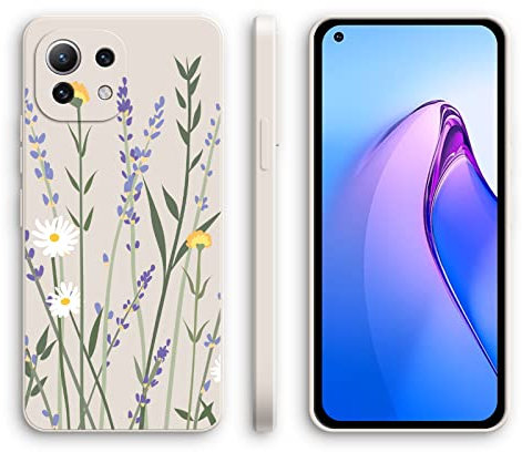 XINYEXIN Silikon Hülle für Xiaomi Mi 11 Lite 4G / 5G / 5G NE mit Süßes Muster Ultra Dünn Gerade Kante Weiches Silikon Handyhülle Stoßfest Schutzhülle - Lavender, White