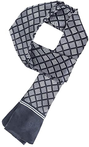 WANYING Edler Seidenschal für Herren 100% Seide 11 Momme Herrenschal Schaltuch Doppelseite für Frühjahr Sommer Herbst Casual Business 155×26cm - Houndstooth Muster Schwarz