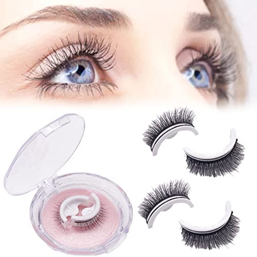 Snap-on Lashes Reusable Self-adhesive Eyelashes Glue-free, Lashes Clusters,Press on Lashes - No Glue Needed (Dense Style,2PCS)