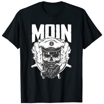 Moin Schädel Seemann Mütze Pfeife Norddeutsch T-Shirt