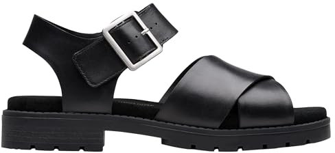 Clarks Femme Orinoco Cross Sandale, Black Leather, 41 EU