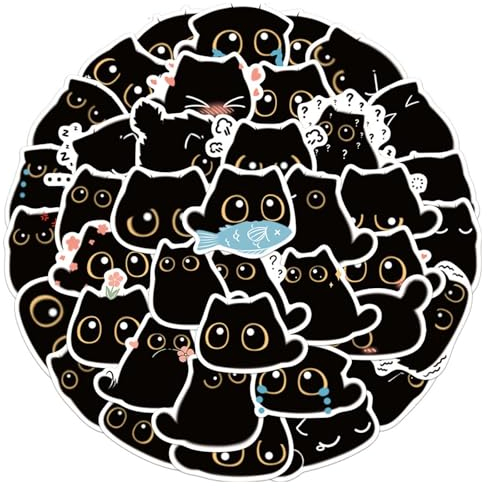 40 Stück Nette Katze Aufkleber für Laptop, Wasserdicht Vinyl Stickers Decals Geschenk für Kinder Teens Mädchen Erwachsene, Kawaii Tier Aufkleber für Wasserflaschen Skateboard Gepäck Graffiti (A)