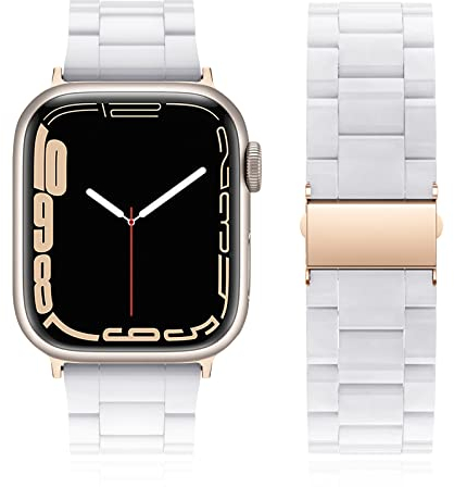 Tuocal Kompatibel mit Apple Watch Armband 42mm(Series 10) 38mm 40mm 41mm, Elegantes Buntes Harz Leichtes Ersatzarmband für iWatch Series 10 9 8 7 6 5 4 3 2 1 SE Sports & Edition für Damen, Beige