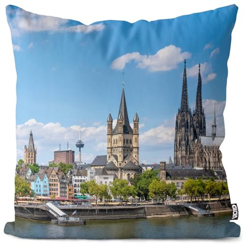 VOID Köln Skyline Kissenbezug Kissenhülle Deko Outdoor Dekoration Garten Dekokissen, Kissen Größe:50 x 50 cm