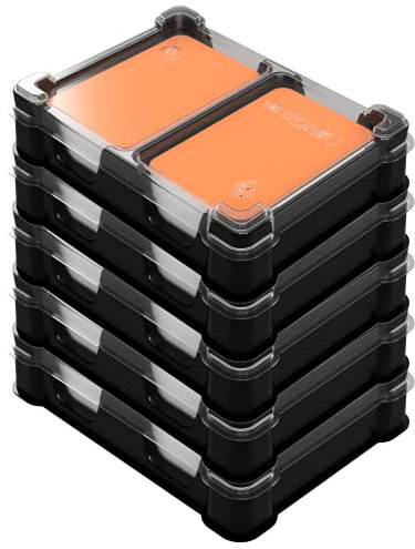 MEEPLE HOUSE UNIQ TRAY SYSTEM 5-Pack Mini-Card Box Tray for Board Games (5 Modular Trays with a Transparent Removable lid)