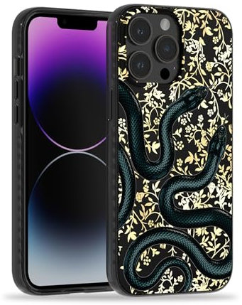 SCORPIFY für iPhone 13 Pro Max hülle mit mattem doppeltem schwarzen Schlangen Design [Kompatibel mit Magnetic], süße magnetische Handy Schutzhülle mit goldenen Akzenten für Frauen, Mädchen und Männer