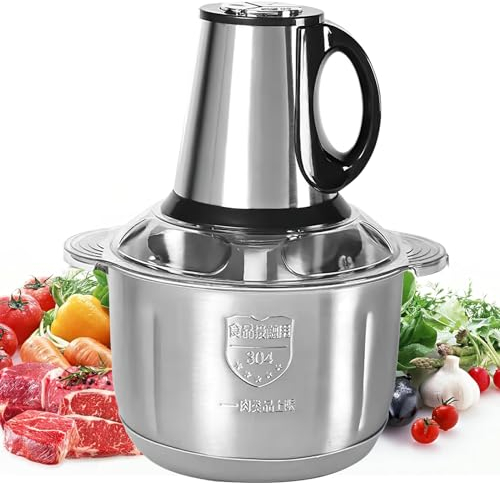 5L Hachoir Électrique d'Aliments, 500W Hachoir Électrique Avec Bol Acier, 5 Lames Amovibles pour Hacher Viande pour Hacher Viande, Oignon, Herbes, Fruit Sec Rapide et Sans Efforts