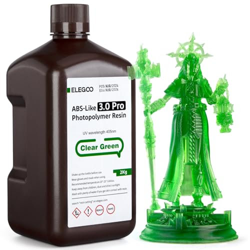 ELEGOO ABS-Like Resin 3.0 Pro, Harz für 3D-Drucker mit Höherer Kratzfestigkeit, 405nm UV Harz für MSLA/DLP/LCD-Drucker, Schnelle Aushärtung, Hohe Präzision, Nicht Spröde, Klargrün 2000g