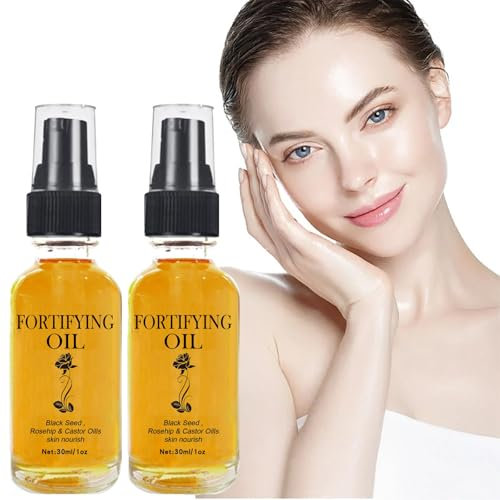 Linas-Öl für das Gesicht, Linas-Rizinusöl, Schwarzkümmelöl, Hagebuttenöl-Gesichtsserum, Feuchtigkeitsspendendes Und Pflegendes Gesichtsöl, Alltagsöl, Körperöl Für Die Haut(2PACK)