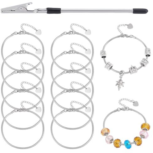 UNICRAFTALE 10 Stück 7.87 Zoll Schlangenketten Charm Armbänder Verstellbare Schlangenarmbandketten Mit Armbandhelfer Herzverschluss Verlängerungskette DIY Armbandkette Für Schmuckherstellung Geschenke