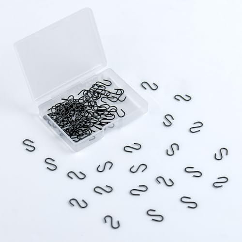 GOLD DEER 100Pcs Small S Hooks for Hanging Mini S Hook for Jewelry Metal S-Hook S-Shaped Connectors for Christmas Ornament 1/2 Inch Hangers for Crafts DIY Iron S-Shaped Connectors for Key Chain,Black