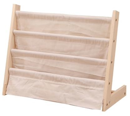 Yopption Multi- Tier Wooden Sling Bookshelf Book Rack Storage Bookshelf with Deep Sleeves for Room Classroom