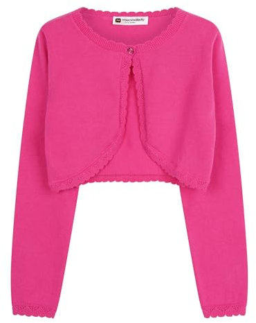 BlackButterfly Ragazze Lungo Lavorato a Maglia Bambini Bambini Bolero Coprispalla (Rosa Fucsia, 13-14 Anni)